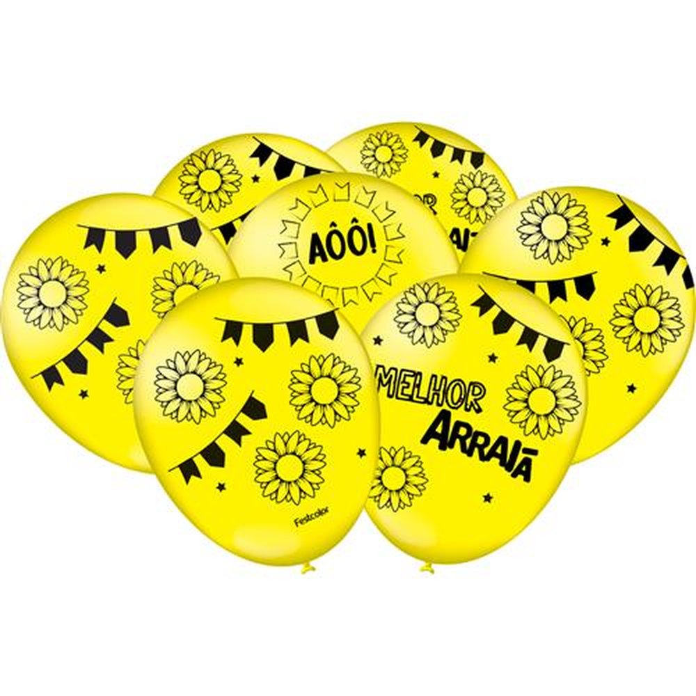 Balao Amarelo Festa Junina Tradicional - Embalagem com 25 unidades.