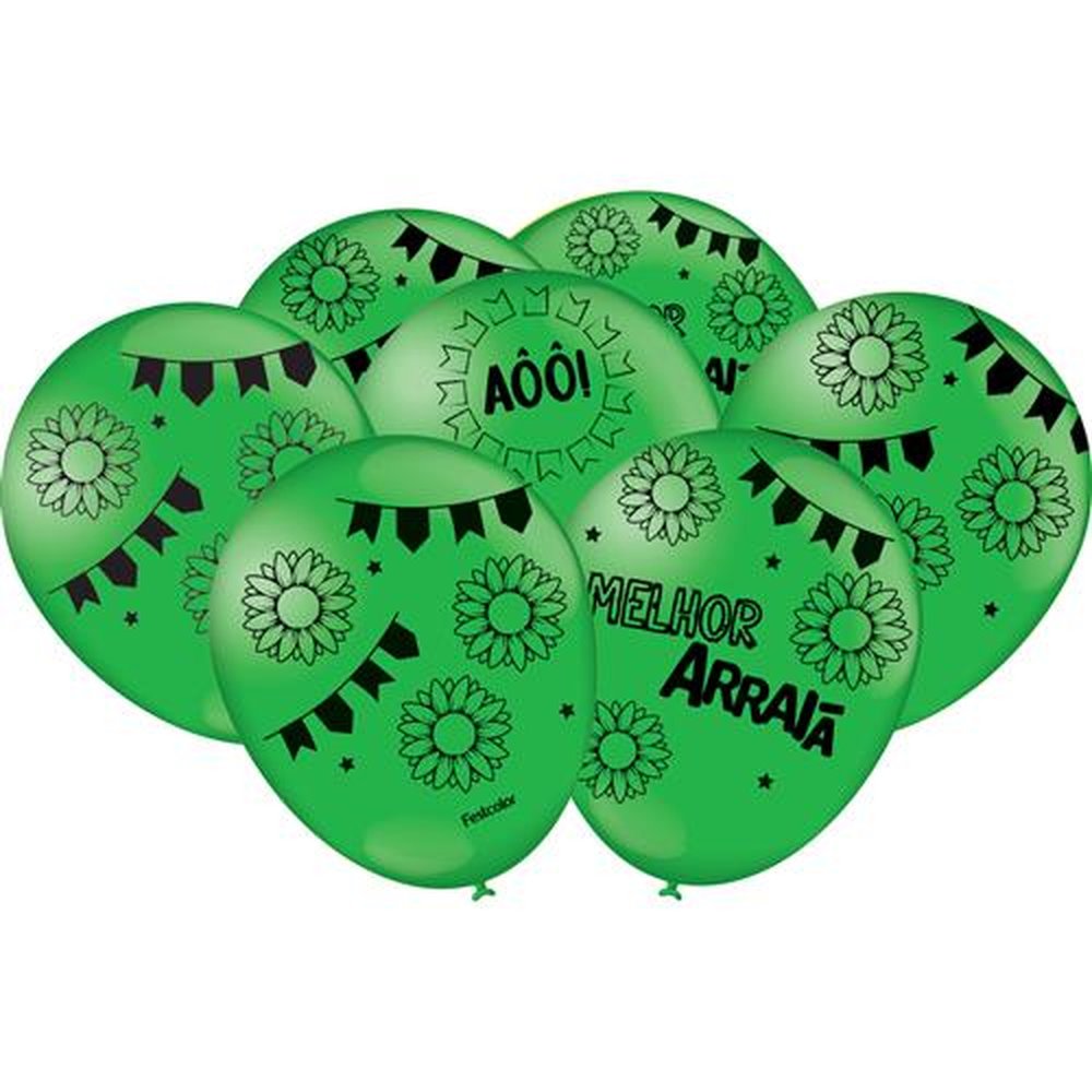 Balao Verde Claro Festa Junina Tradicional - Embalagem com 25 unidades.
