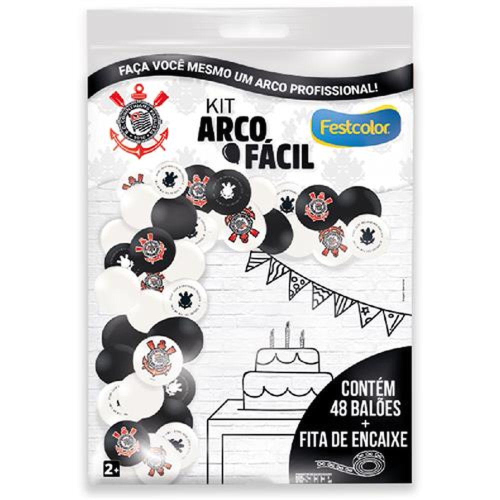 Kit Arco Facil De Baloes Corinthians