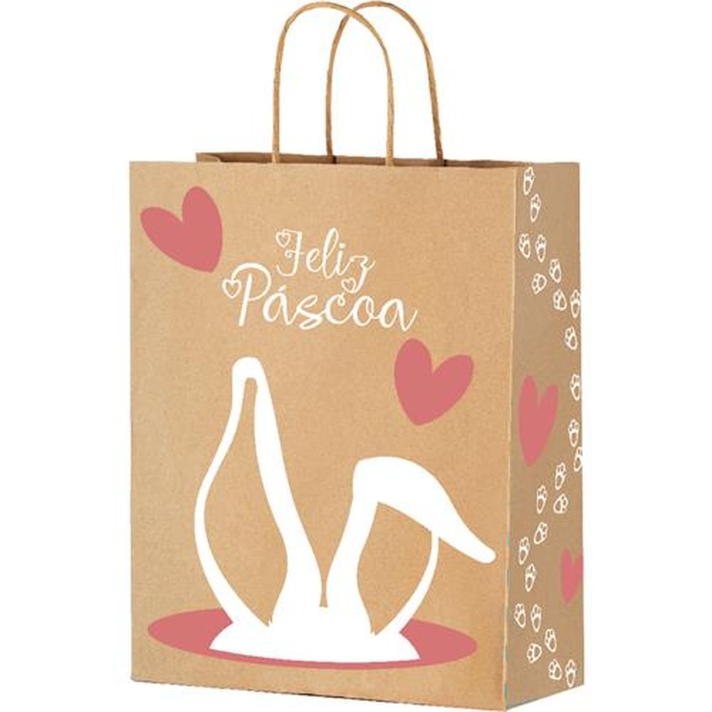 Sacola Kraft 28Cm X 18Cm X 9Cm Coelho - Embalagem com 25 unidades.