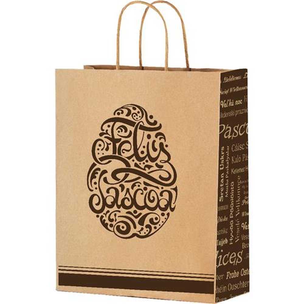 Sacola Kraft 28Cm X 18Cm X 9Cm Ovo - Embalagem com 25 unidades.