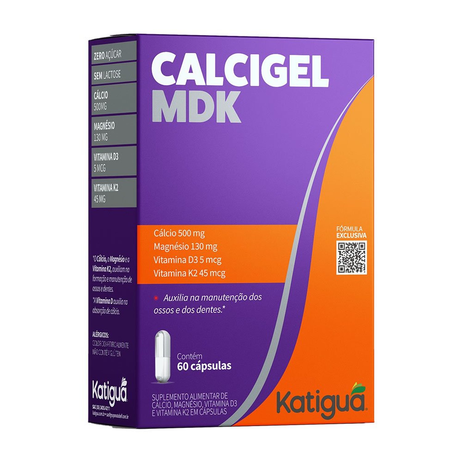 Calcigel Mdk Calcio+Magnesio+Vitamina D3+K2 60 Capsulas | Martins Atacado