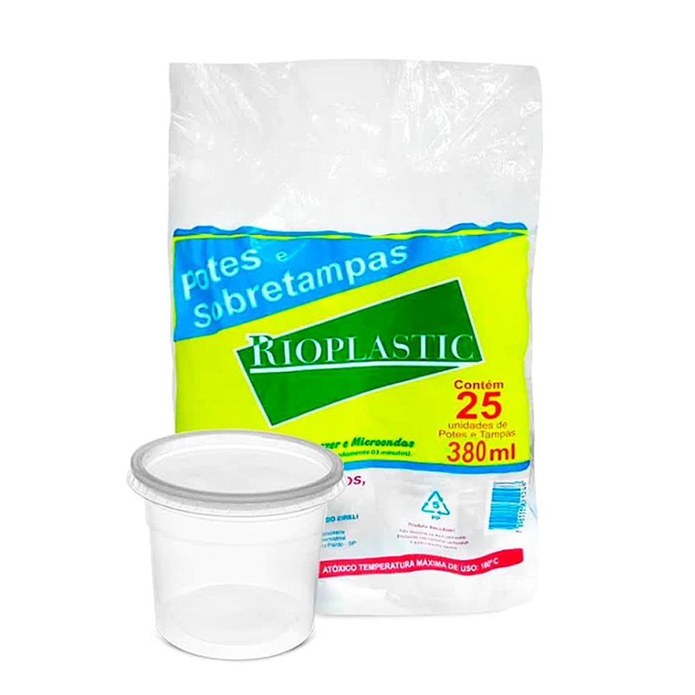 Kit Pote Pp Rioplastic 380Ml C/Tampa C/25