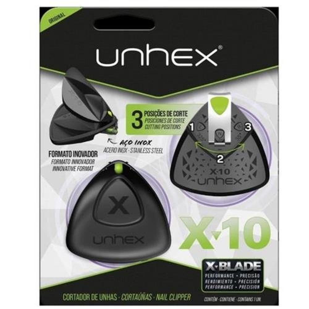 Cortador De Unha Unhex X10 Preto Pino Verde Limao