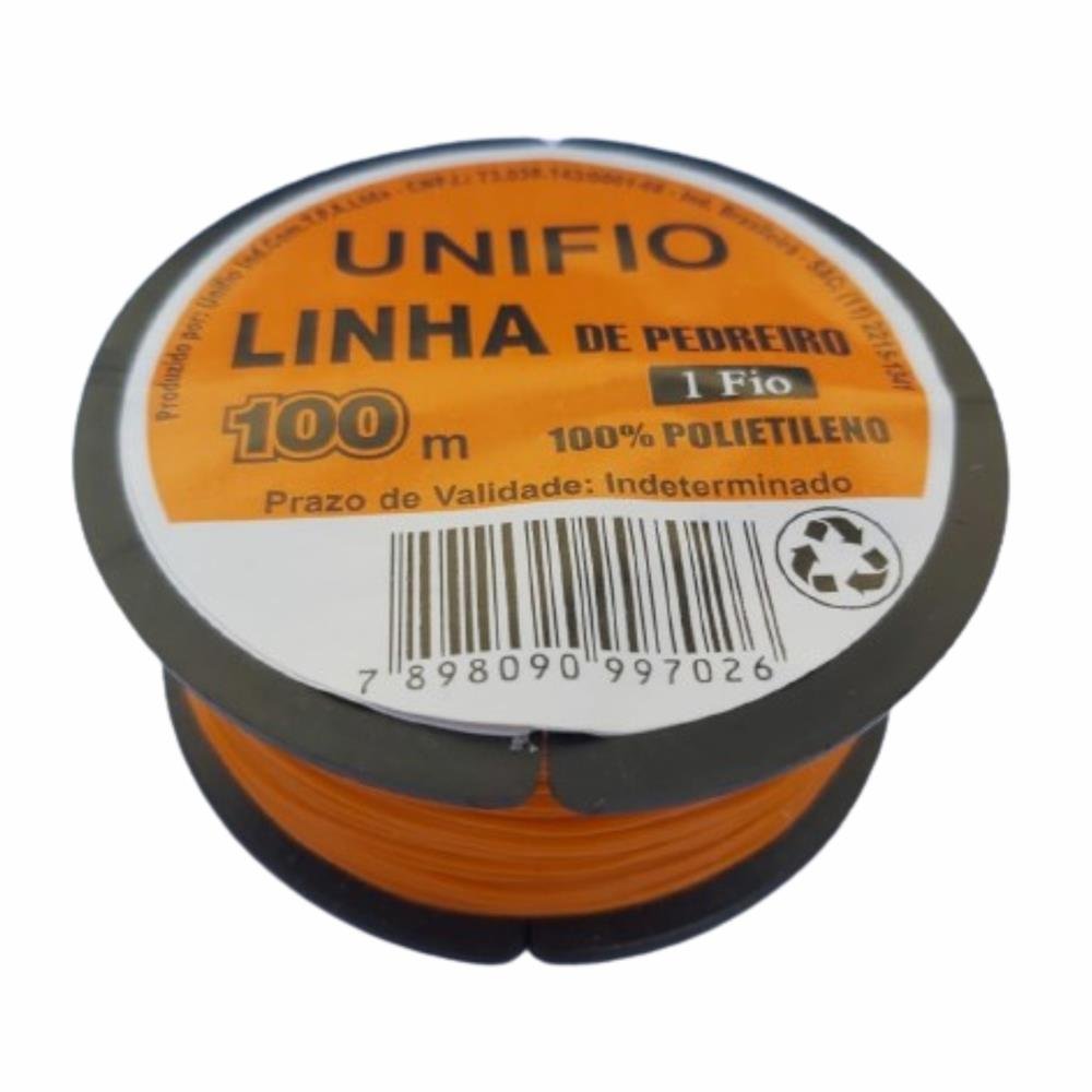 Linha Pedreiro 1 Fio 50m Laranja com 12 Unidades Polifio