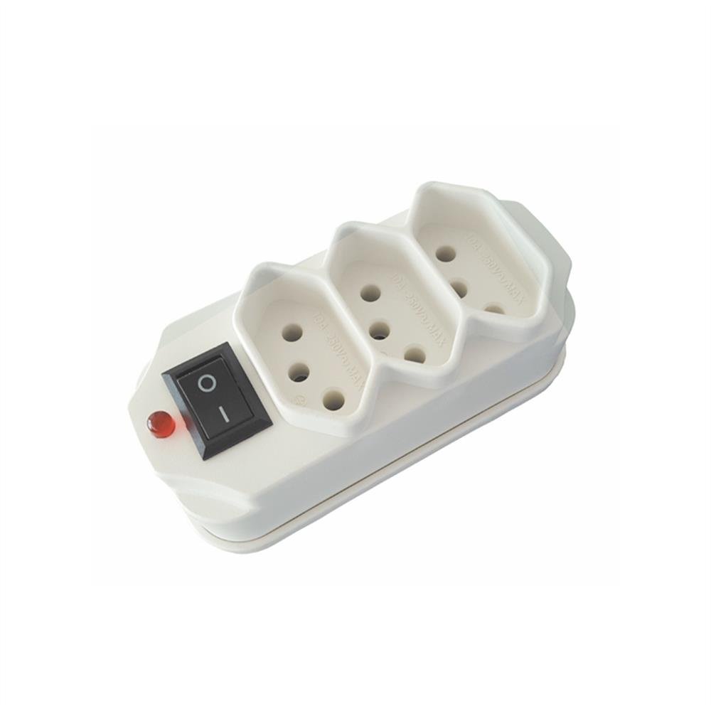Pino Adaptador 2P+T 3 Saidas Branco Plastimar