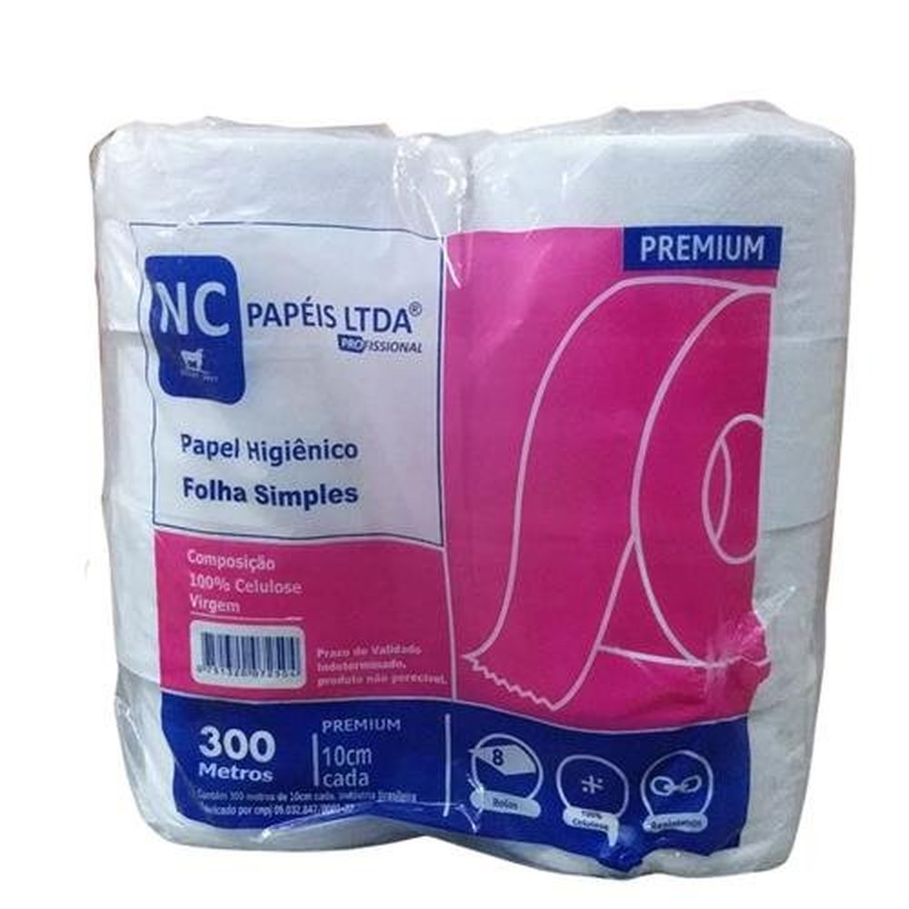 Papel Higienico Rolao Softpel Folha Simples Branco Com 8 Rolos 300 Metros