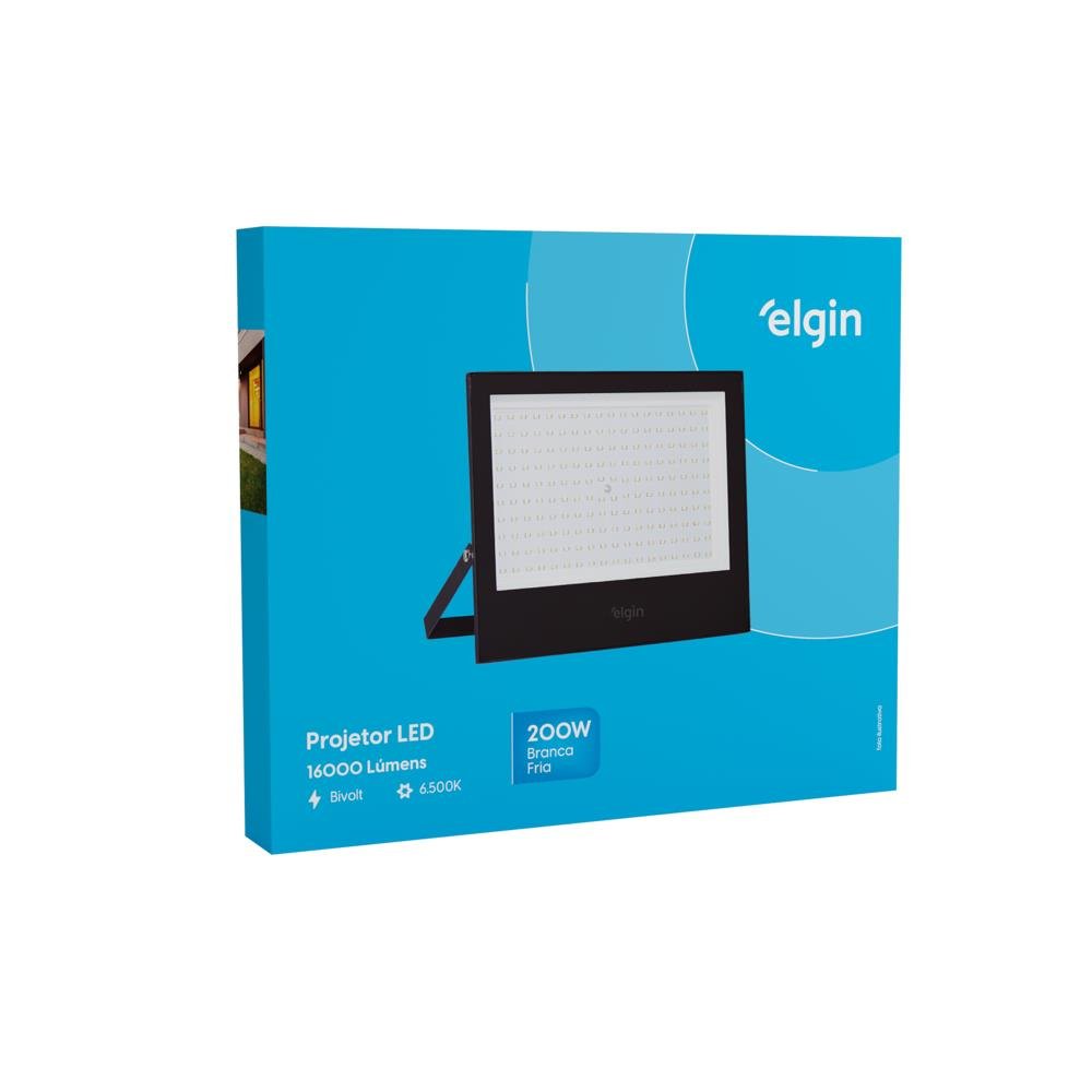 Projetor Refletor Elgin LED 200W 6500K Preto IP65