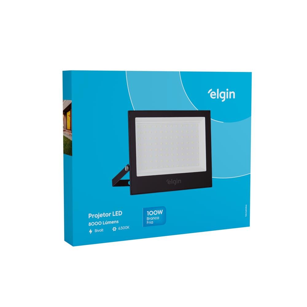 Projetor Refletor Elgin LED 100W 6500K Preto IP65