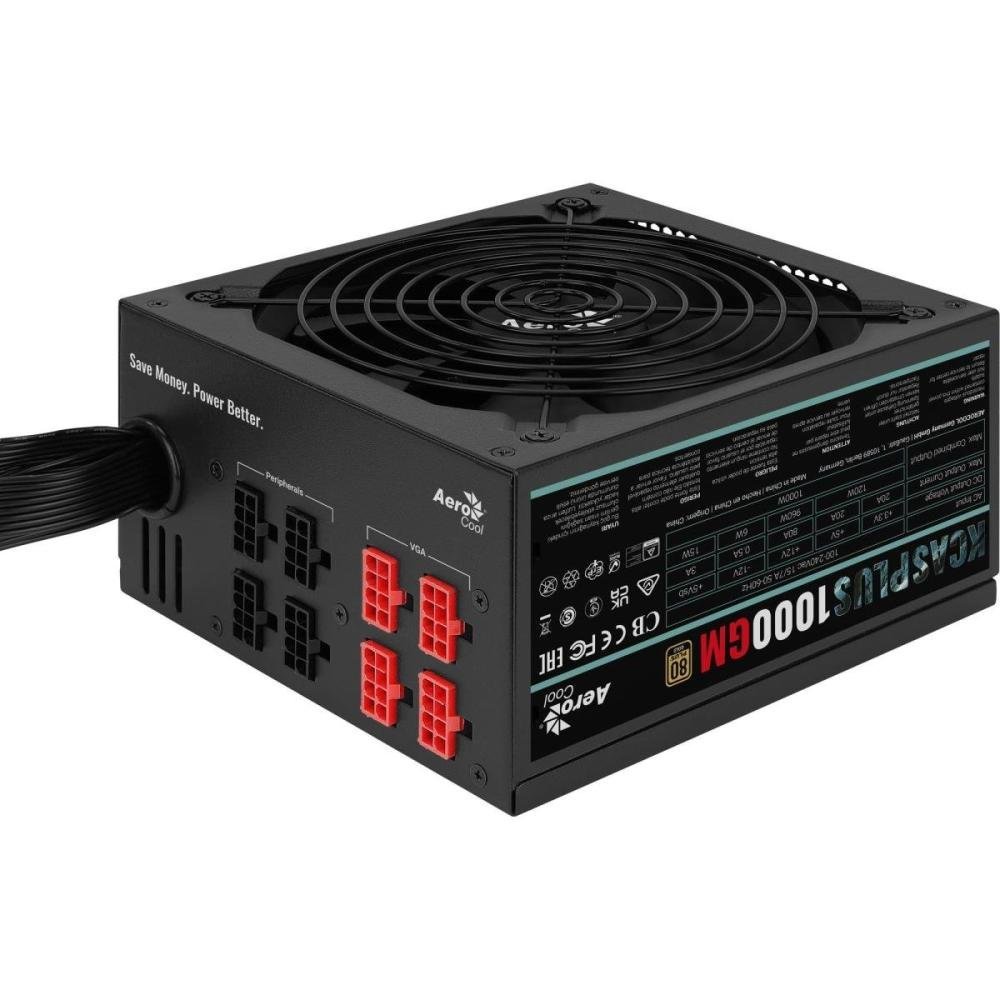 Fonte Gamer ATX Aerocool KCAS 80 Plus Gold 1000GM Sem Cabo