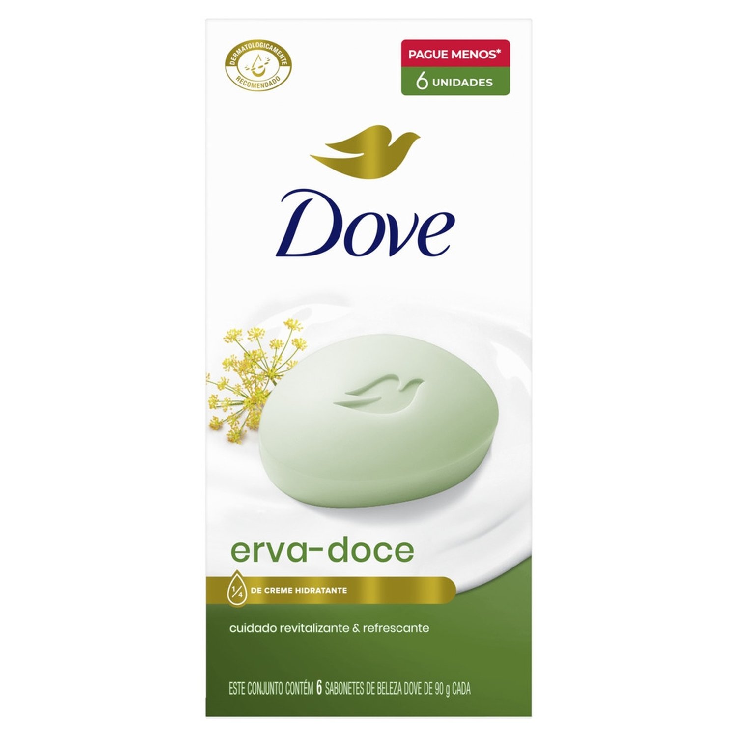 Sabonete Dove Erva Doce 90g - Embalagem com 6 Unidades