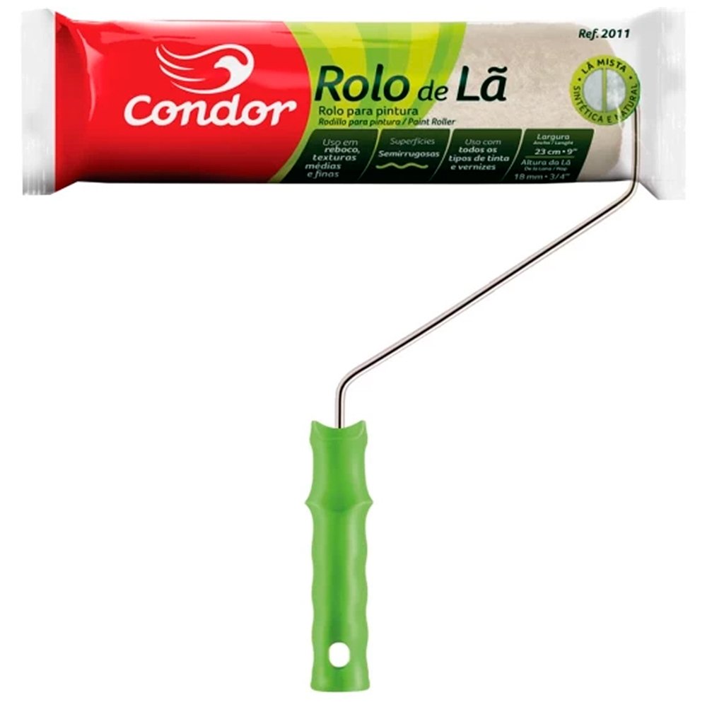Rolo Lã Misto Condor 2011 23cm 20 Carneiro 80 Sintética com Suporte