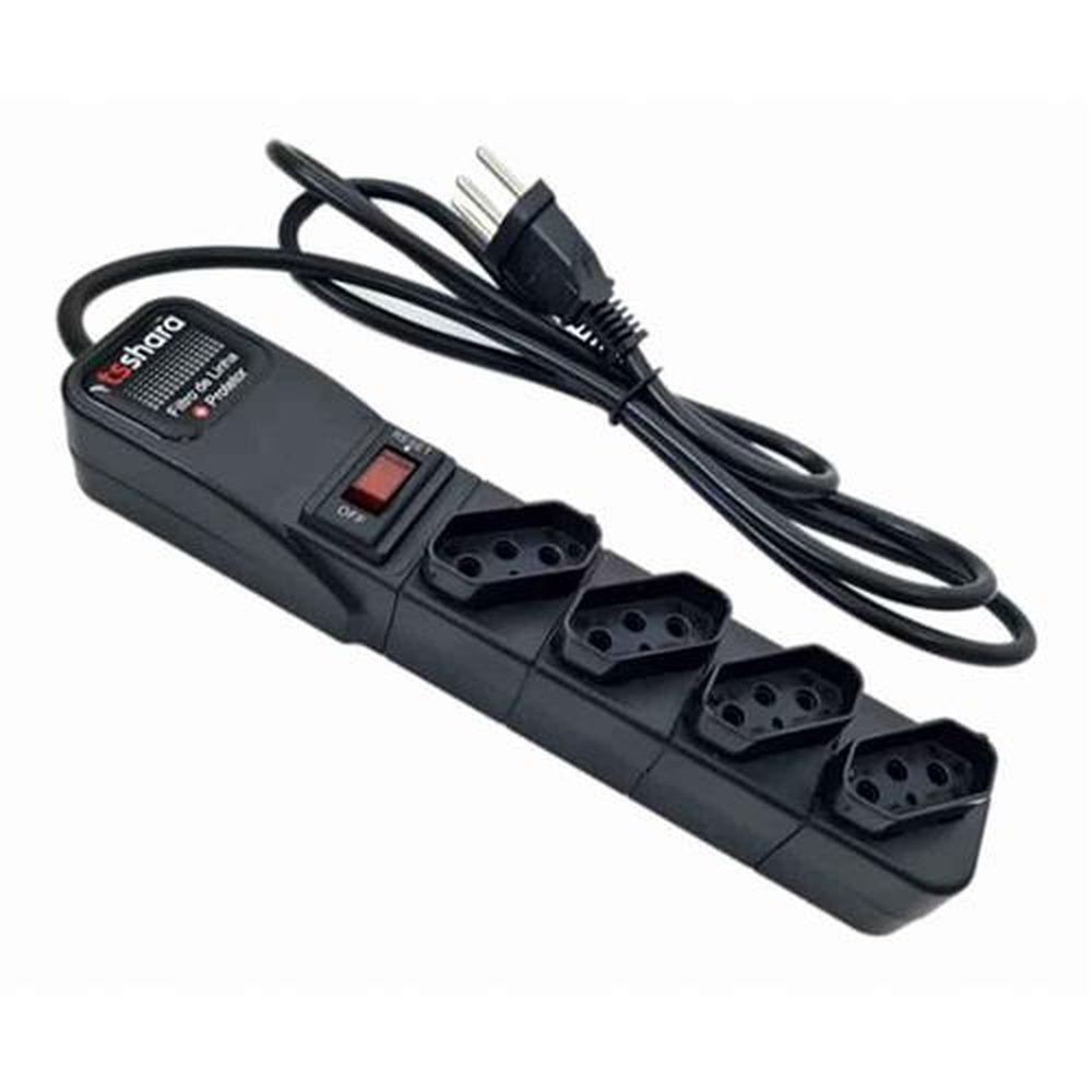 Filtro de Linha Ts Shara + Protetor 4 Tomadas Bivolt Cabo 1,5M Preto - 552