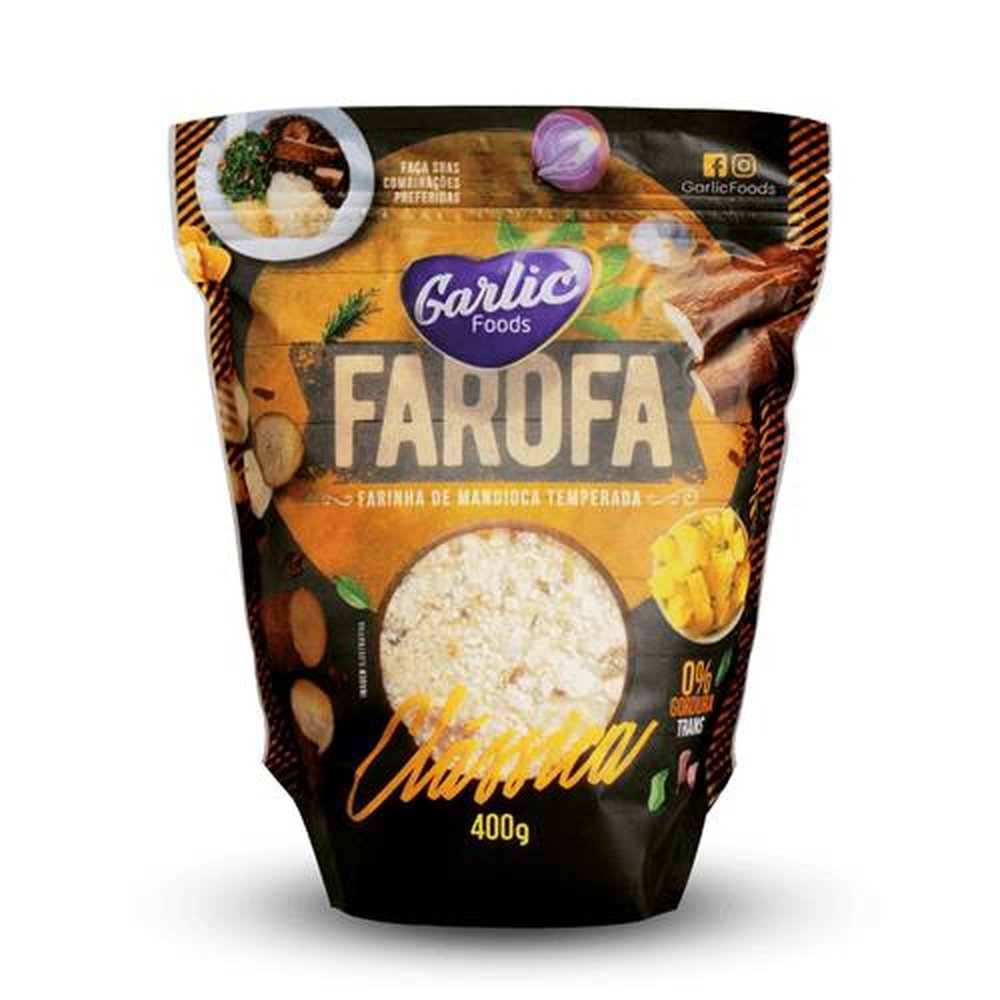 Farofa Mandioca Temperada Gourmet Tradicional Garlic 400g