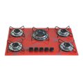 Fogao Cooktop Classic Gas Chamalar 5 Bocas Tripla Chama 127/220v Marmorizado Vermelho