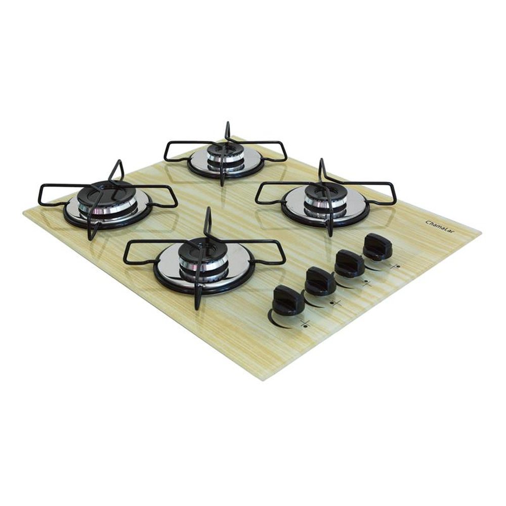 Fogao Cooktop Classic Gas Chamalar 4 Bocas Ultra Chama 127v/220v Madeira Clara
