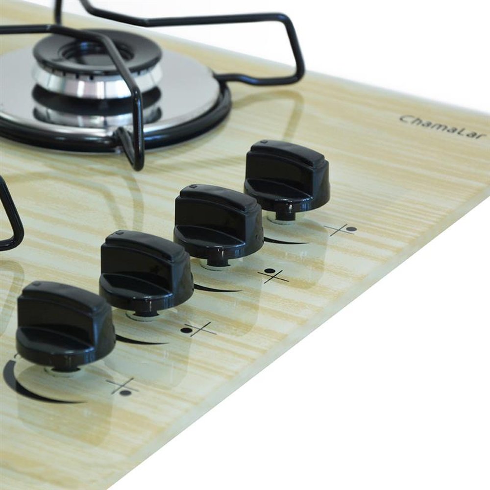 Fogao Cooktop Classic Gas Chamalar 4 Bocas Ultra Chama 127v/220v Madeira Clara