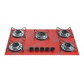 Fogao Cooktop Classic Gas Chamalar 5 Bocas Ultra Chama 127v/220v Marmorizado Vermelho