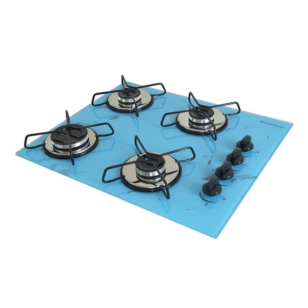 Fogao Cooktop Classic Gas Chamalar 4 Bocas Ultra Chama 127v/220v Marmorizado Azul