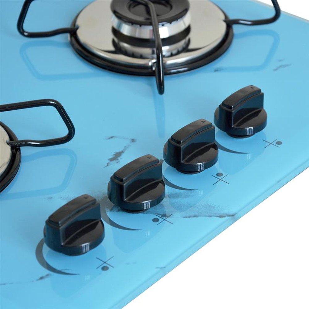 Fogao Cooktop Classic Gas Chamalar 4 Bocas Ultra Chama 127v/220v Marmorizado Azul