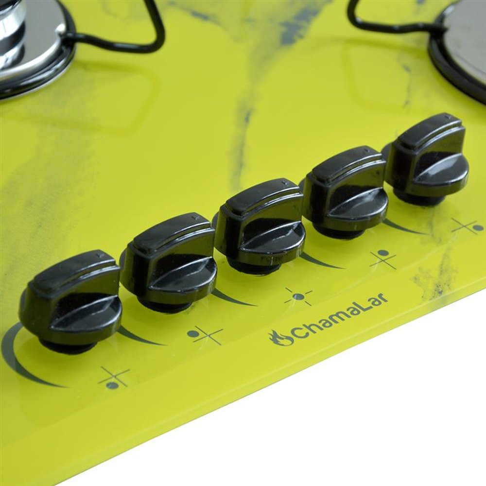 Fogao Cooktop Classic Gas Chamalar 5 Bocas Ultra Chama 127v/220v Marmorizado Amarelo