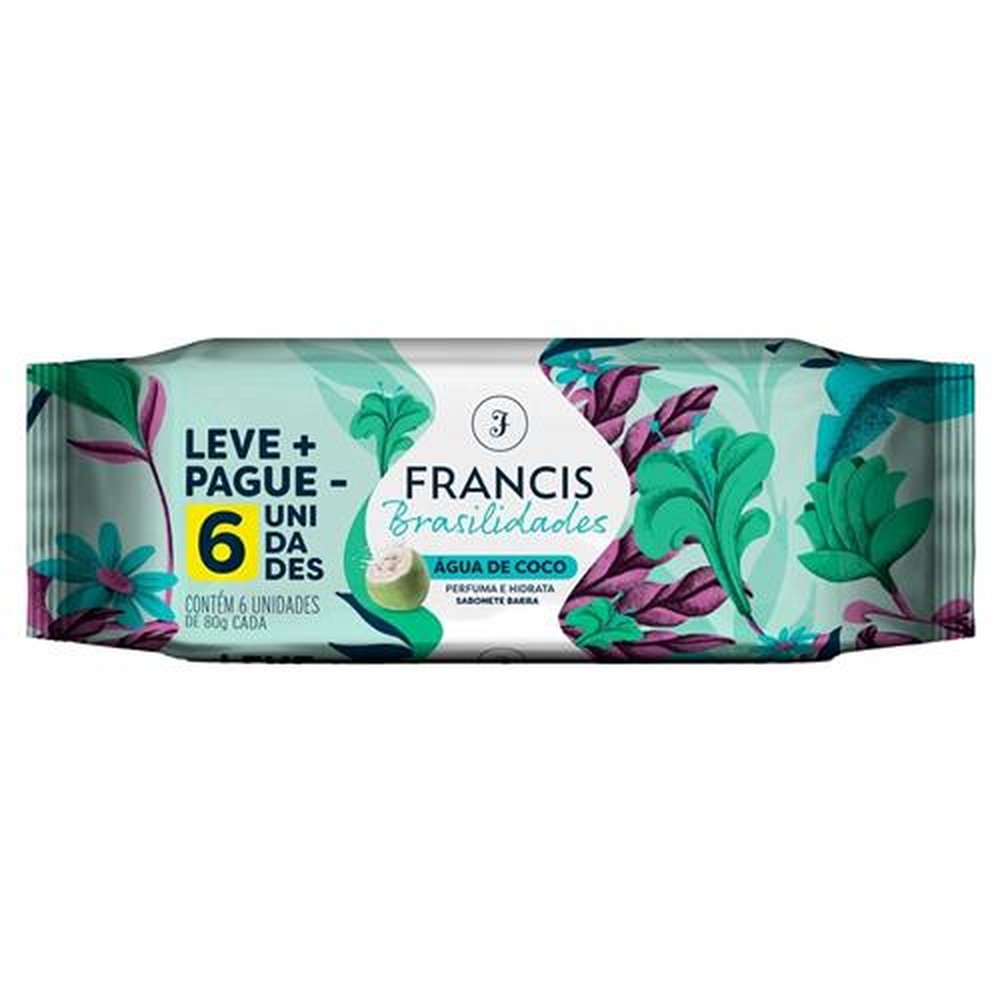Sabonete Francis Brasilidades Água de Coco 80g - Embalagem com 6 Unidades
