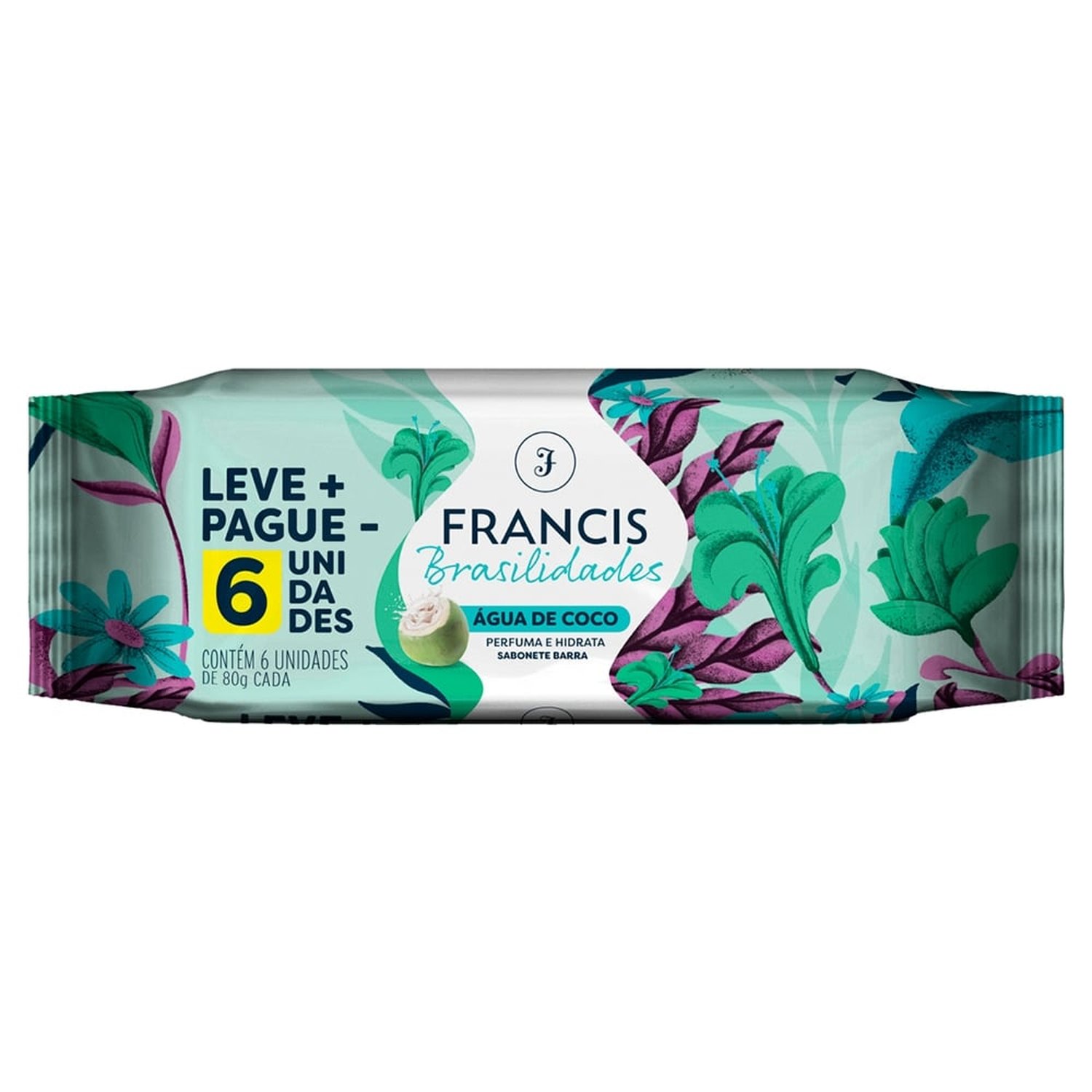 Sabonete Francis Brasilidades Água de Coco 80g - Embalagem com 6 Unidades