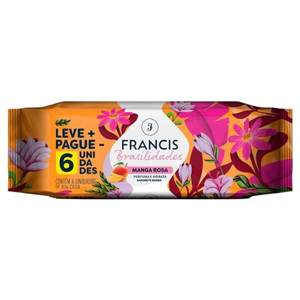 Sabonete Francis Brasilidades Manga Rosa 80g - Embalagem com 6 Unidades