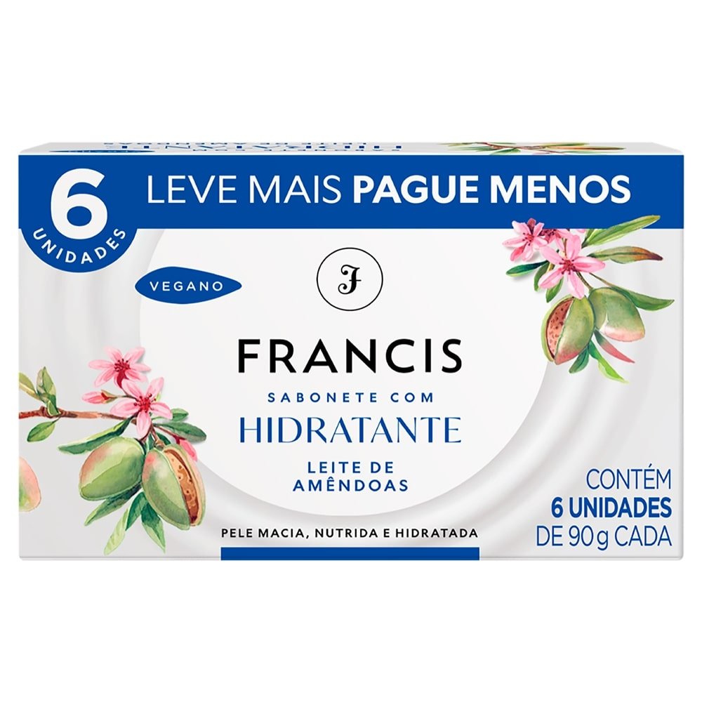 Sabonete Francis Brasilidades Branco 90g - Embalagem com 6 Unidades