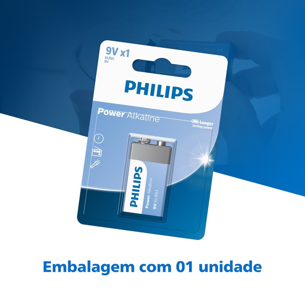 Bateria Philips Alcalina 6LR61P1B/59 9V
