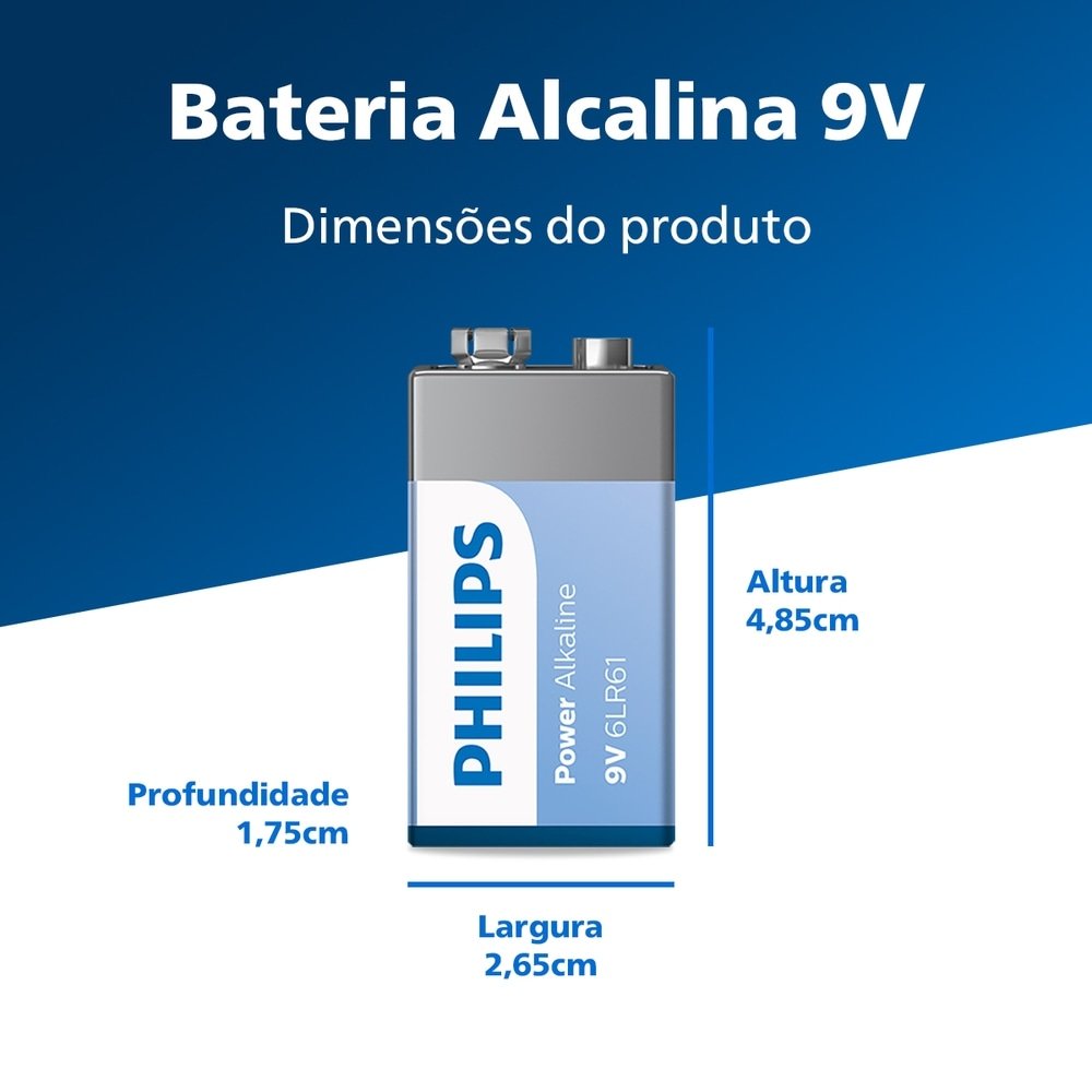 Bateria Philips Alcalina 6LR61P1B/59 9V