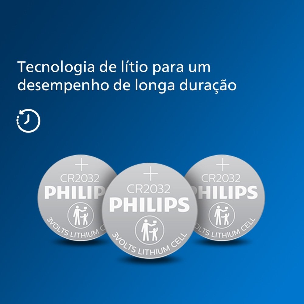 Bateria Moeda Philips Lítio CR2032P5B/59 3V - Embalagem com 5 Unidades