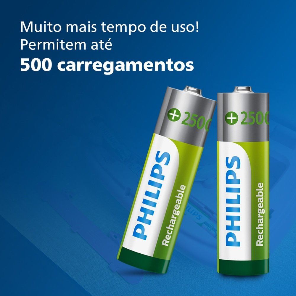 Pilha Philips AA Recarregável R6B2RTU25/59 1.2V - Embalagem com 2 Unidades
