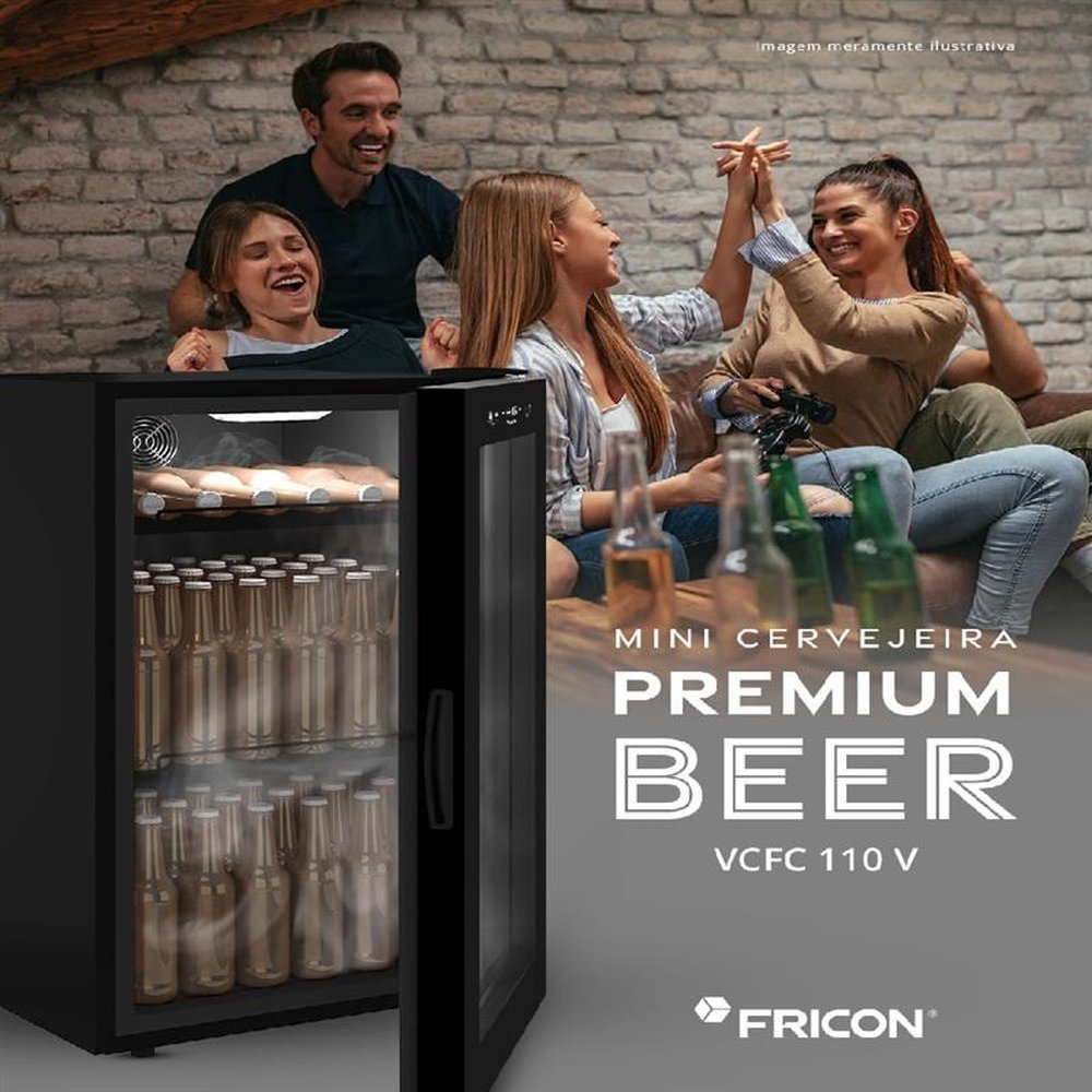 Mini Cervejeira Premium Beer Fricon 105 Litros Preto - 127 Volts