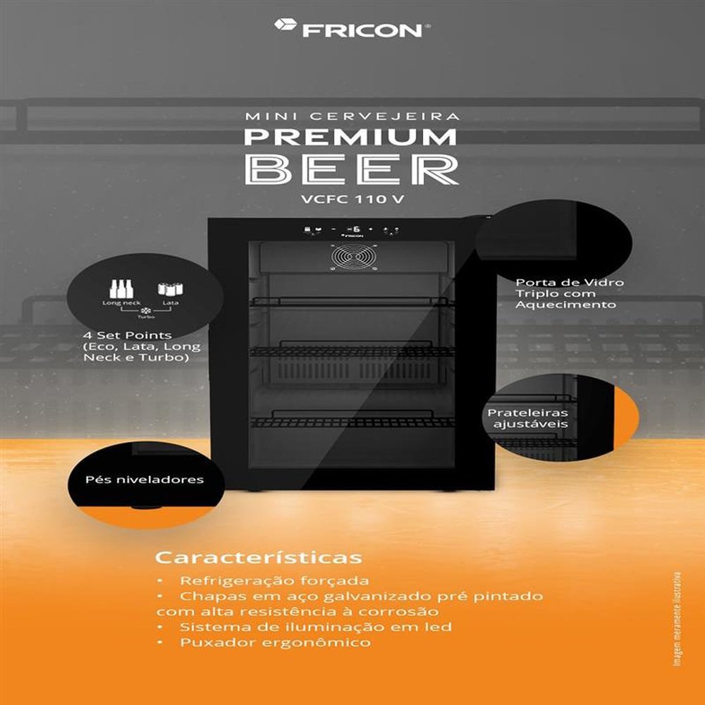 Mini Cervejeira Premium Beer Fricon 105 Litros Preto - 127 Volts