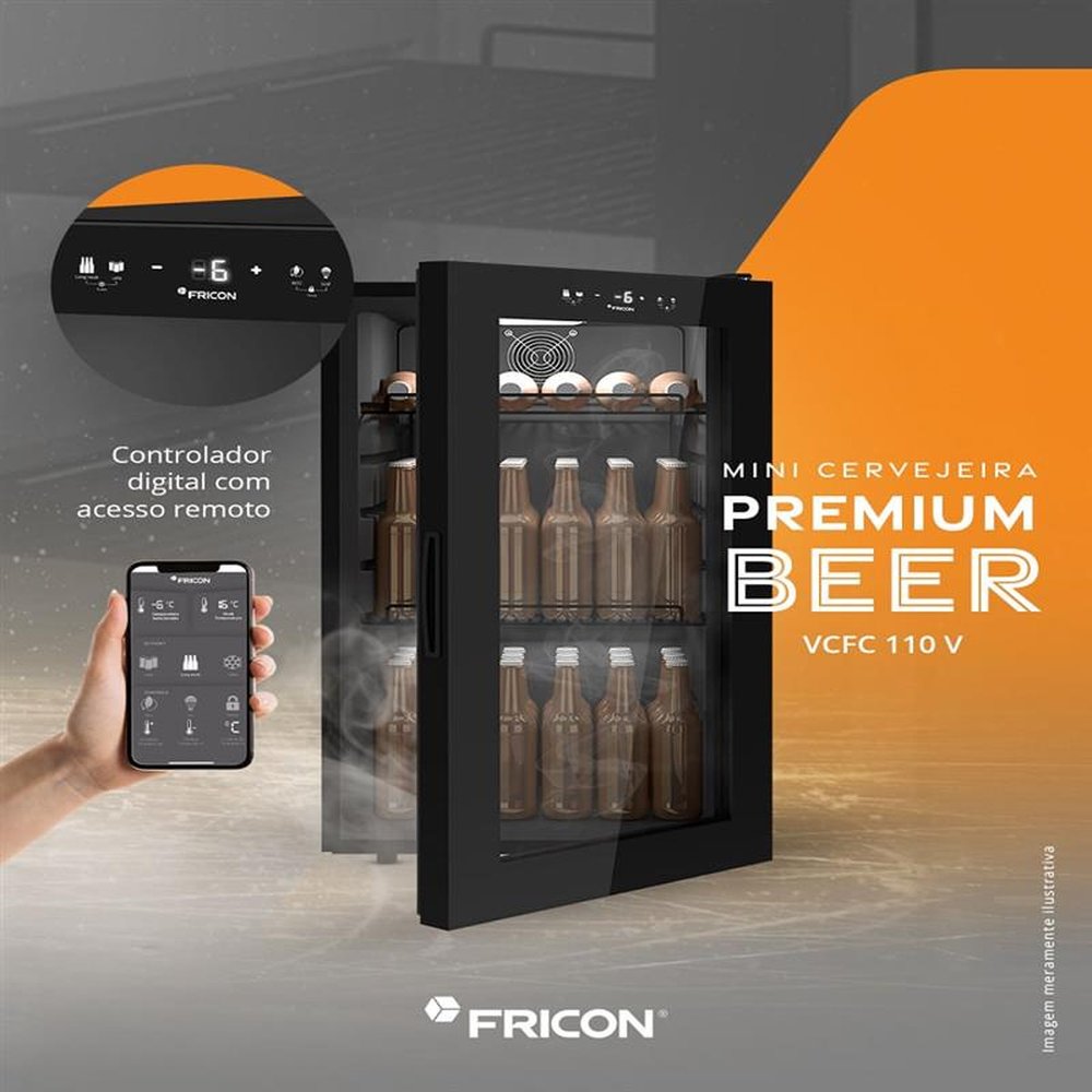 Mini Cervejeira Premium Beer Fricon 105 Litros Preto - 127 Volts