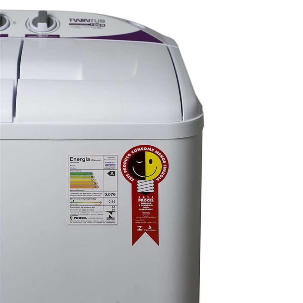 Lavadora e Centrifuga Praxis 10kg 2 em 1 Branca Twin Tub - 127 Volts