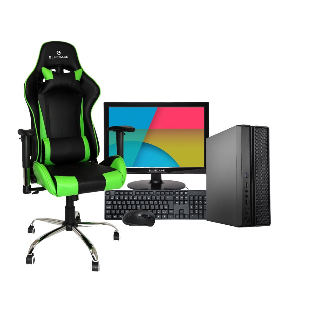 Kit Computador Completo Core I3, 8GB, 500gb 2,5", Windows 10 Pro Trial+ Kit teclado e mouse + Monitor 15,4" e Cadeira Gamer