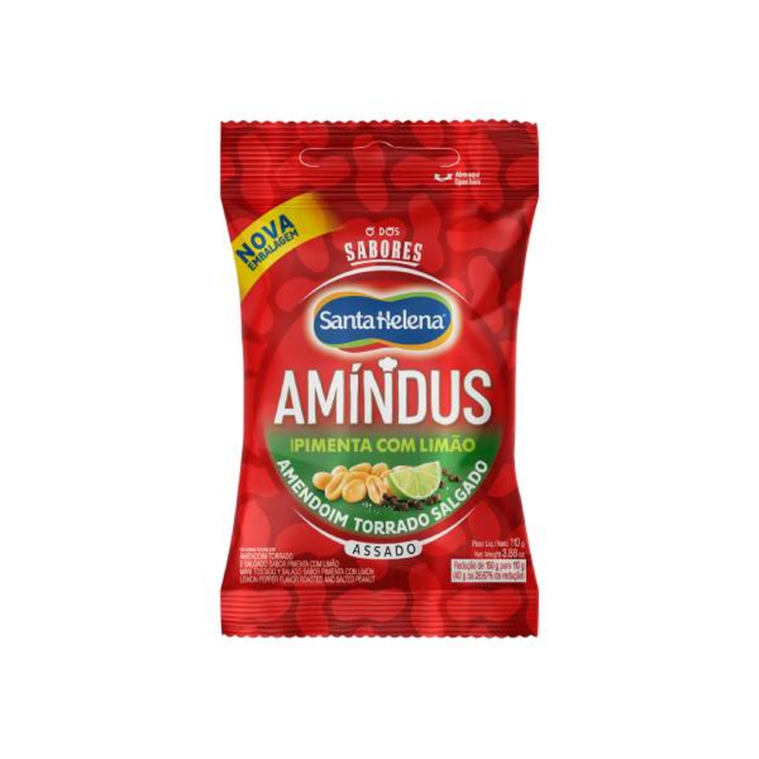 Amindus Amendoim Sem Pele Salgado Pimenta Com Limão 110G