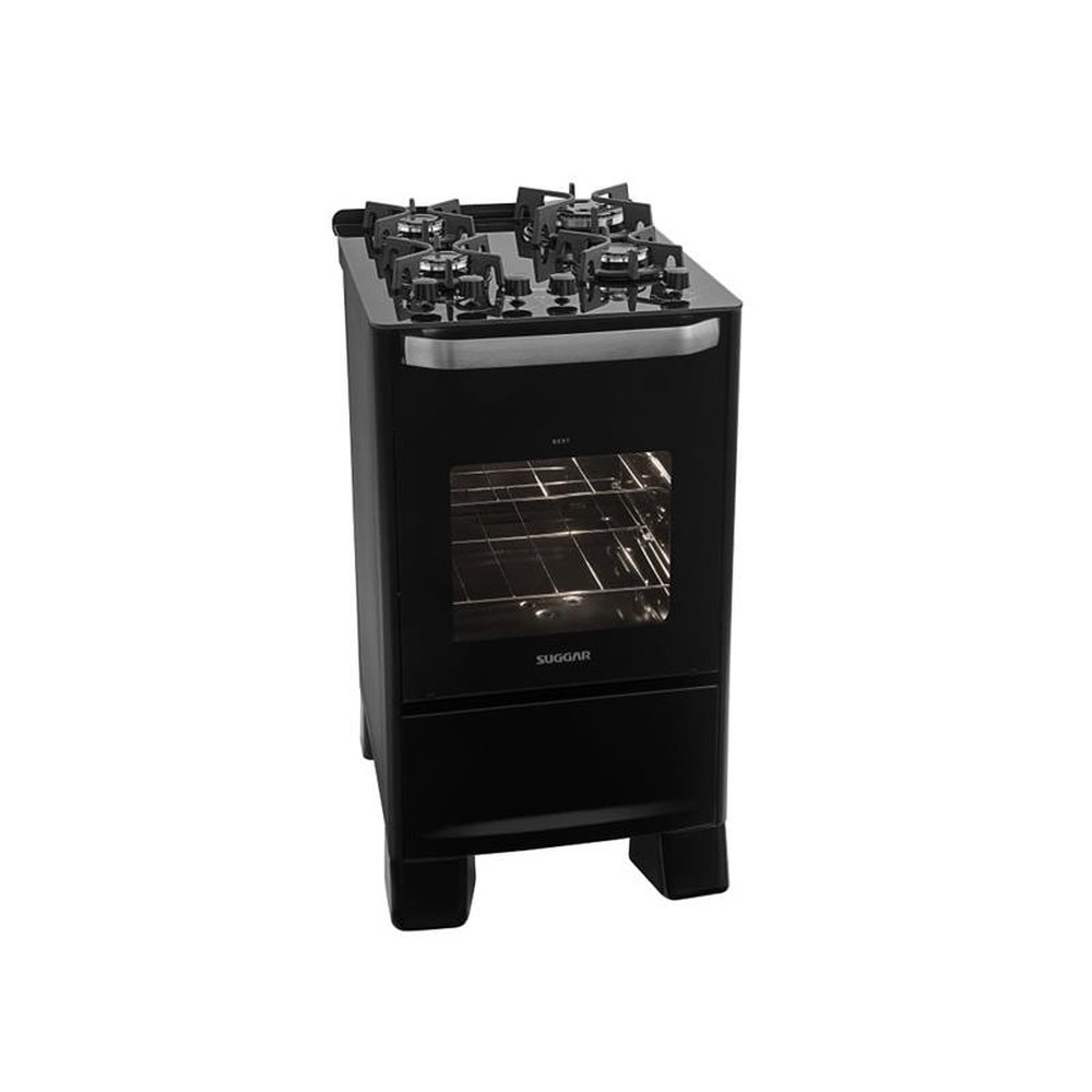 Fogão de Piso Suggar 4 Bocas Mesa de Vidro Best Grill Preto ¿ 220 Volts