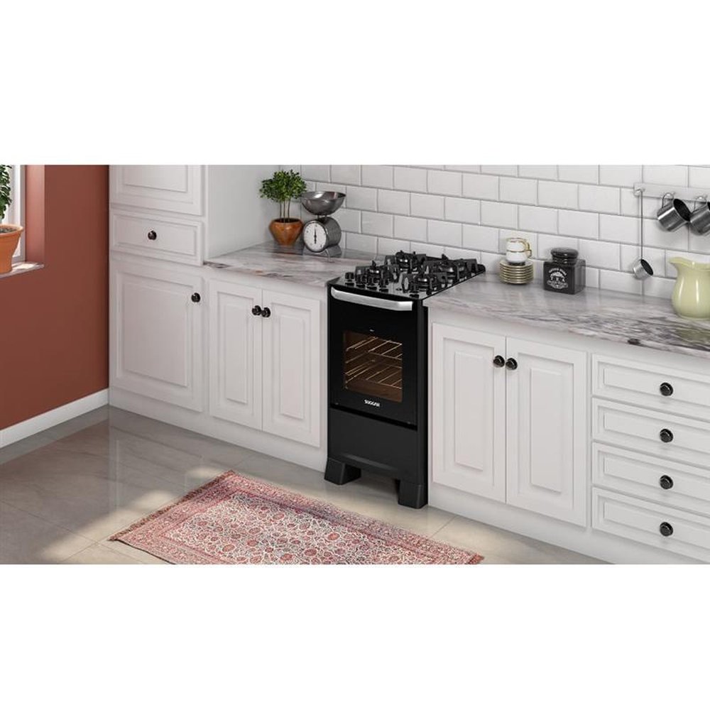 Fogão de Piso Suggar 4 Bocas Mesa de Vidro Best Grill Preto ¿ 220 Volts