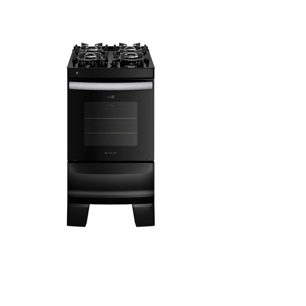 Fogão de Piso Atlas 4 Bocas com Mesa de Vidro Agile Up Glass Preto ¿ Bivolt