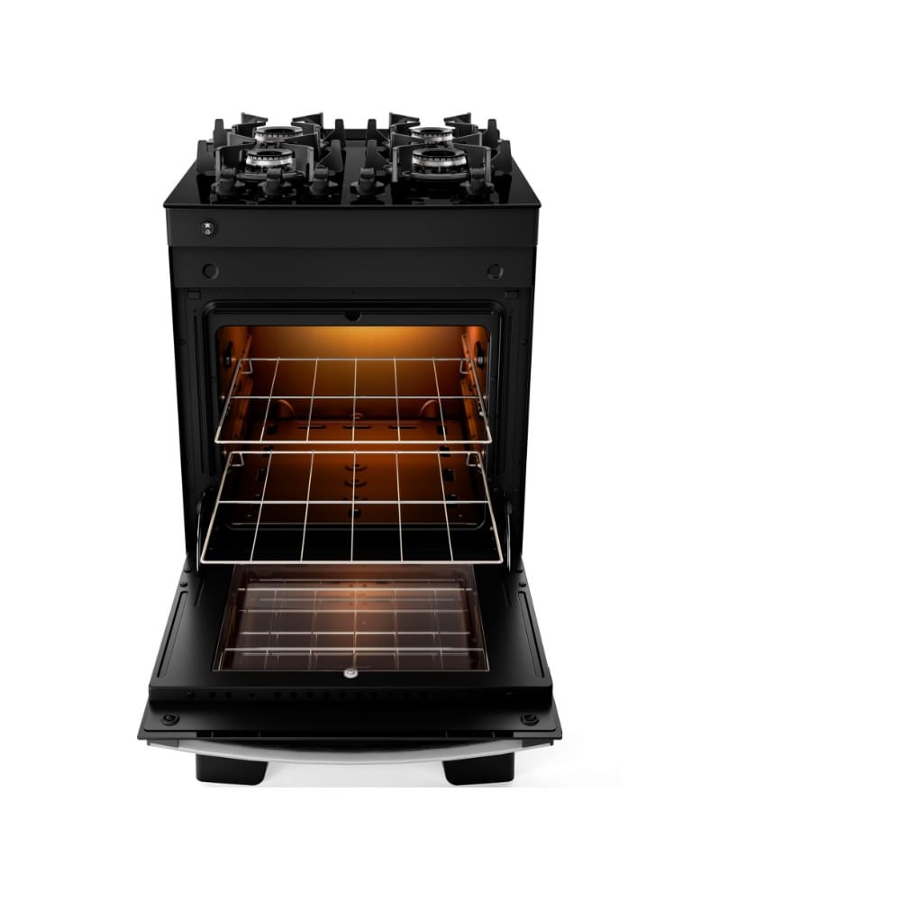 Fogão de Piso Atlas 4 Bocas com Mesa de Vidro Agile Up Glass Preto ¿ Bivolt