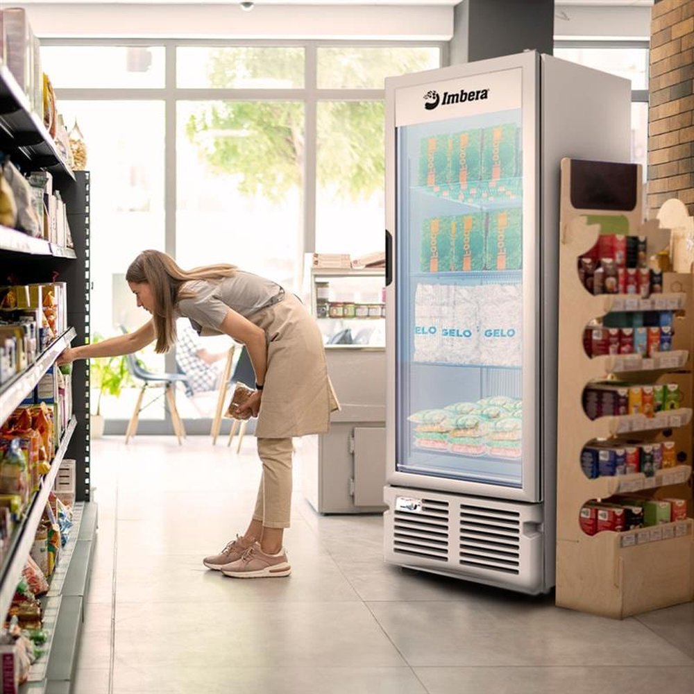 Freezer Vertical Imbera 560 Litros Tripla Ação Porta de Vidro Branco EVZ21 ¿ 127 Volts