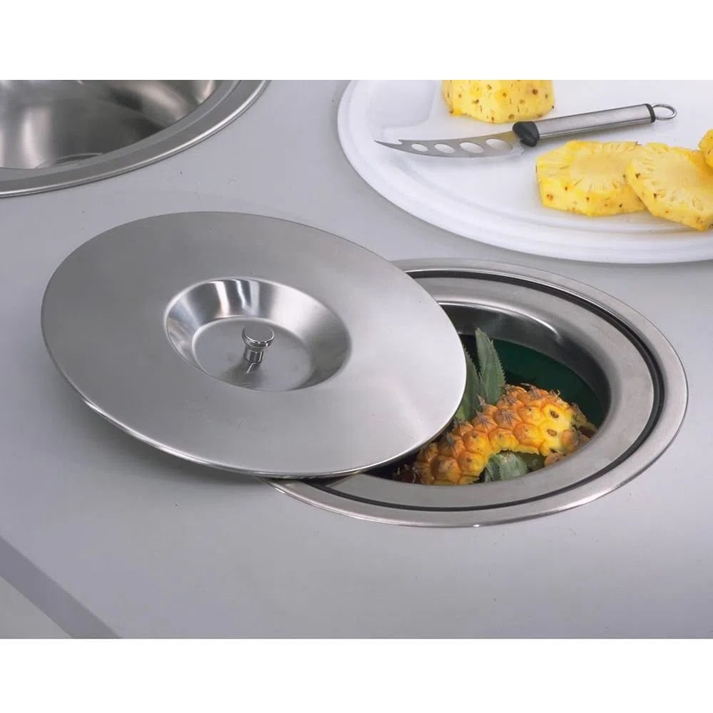 Lixeira de Sobrepor Franke 12 Litros Redonda com Balde Removível Inox