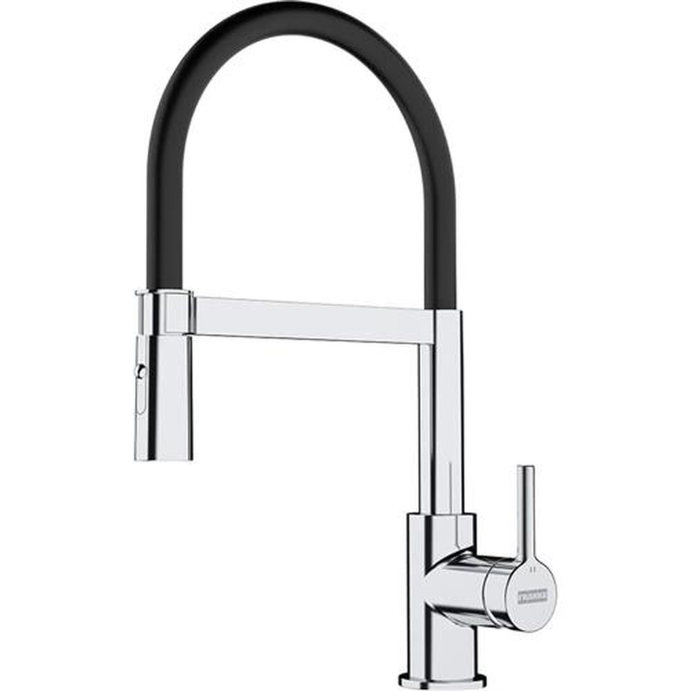 Misturador Monocomando Franke Lina Dual Jet Alto Brilho Preto e Inox