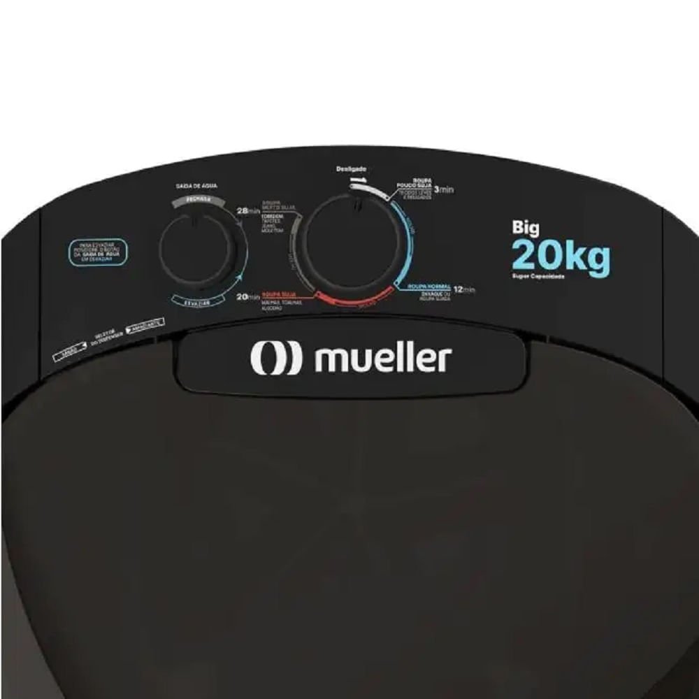 Lavadora De Roupas Mueller BIG 20 Kg Semiautomática Preta - 220 Volts