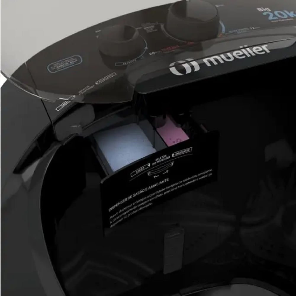 Lavadora De Roupas Mueller BIG 20 Kg Semiautomática Preta - 220 Volts
