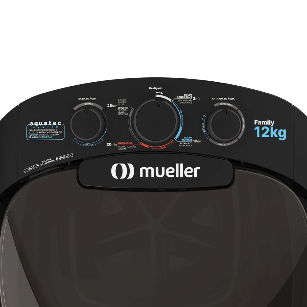 Lavadora De Roupas Mueller 12kg Family Aquatec Preta ¿ 220 Volts