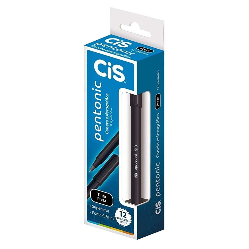 Caneta Esferografica Preta Cis Pentonic 0.7mm Caixa Com 12-unidades